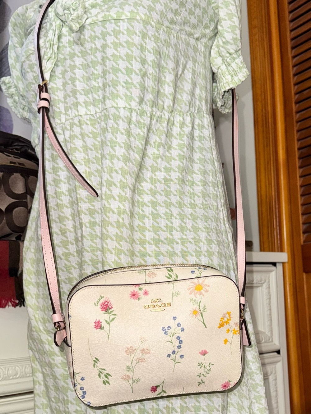 Coach Pink and Cream Wildflower Crossbody Bag